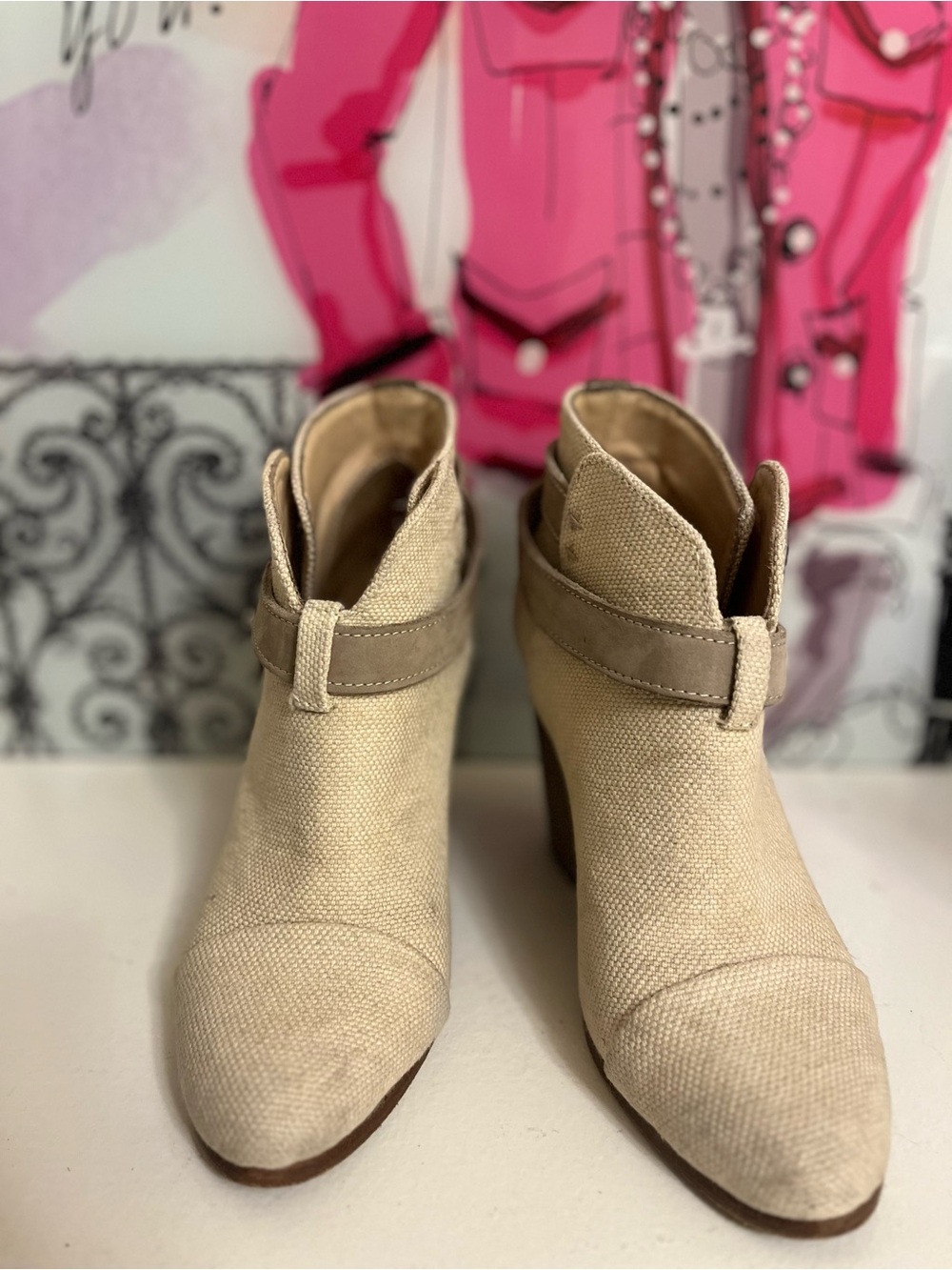 rag & bone Ecru Canvas Ankle Booties - Size 36 (US 5.5-6)